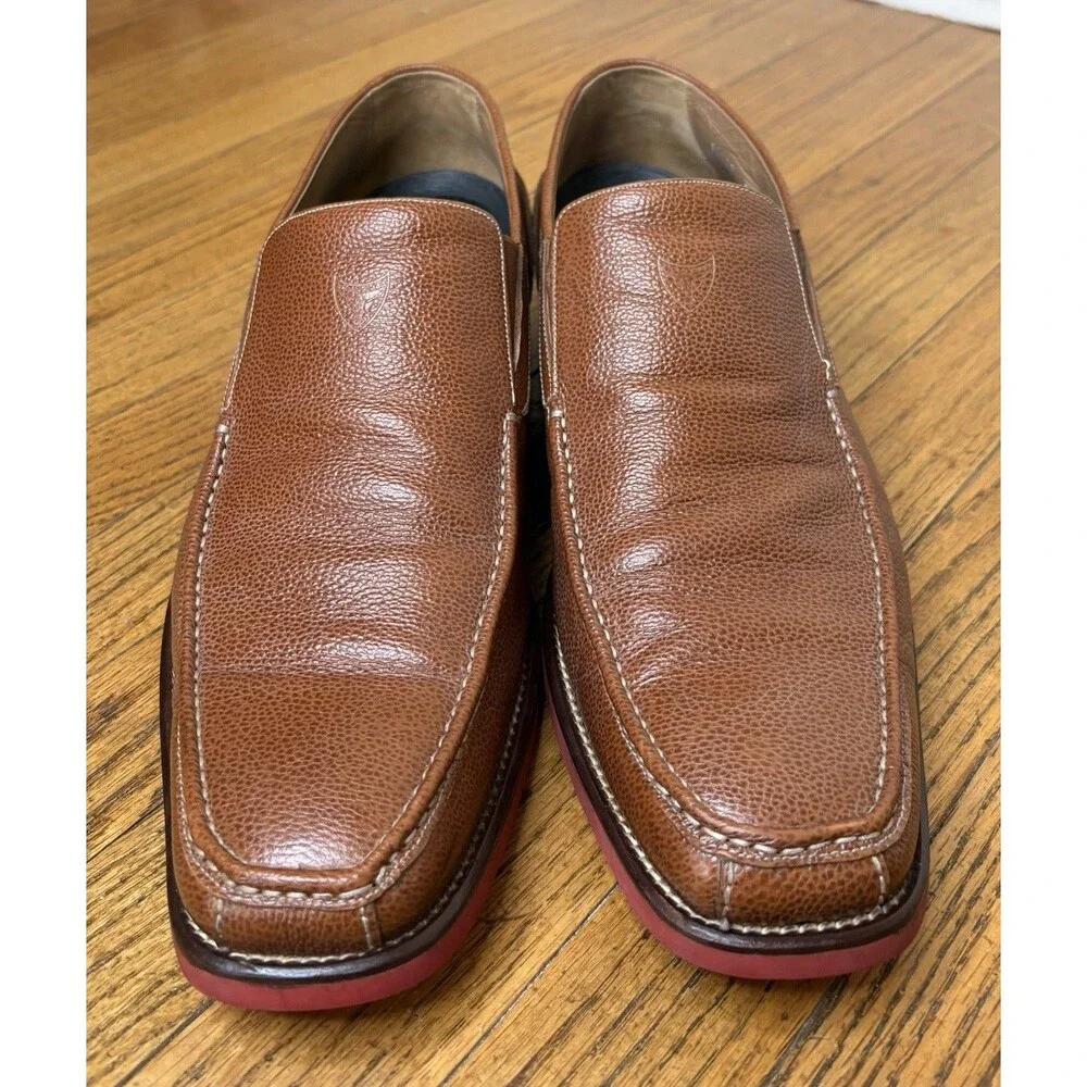 Michael Toschi Dollinger Loafers Brown Pebble Leather Italy CIS Men Size 15